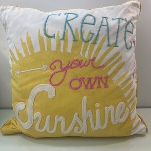 Pottery Barn Teen “Create Your Own Sunshine” pillow cover 18 X 18